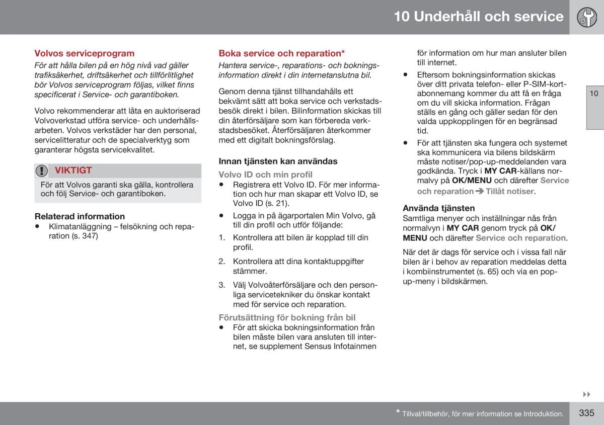 Volvo XC70 Cross Country II 2 instruktionsbok / page 337