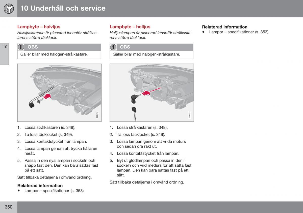 Volvo XC70 Cross Country II 2 instruktionsbok / page 352