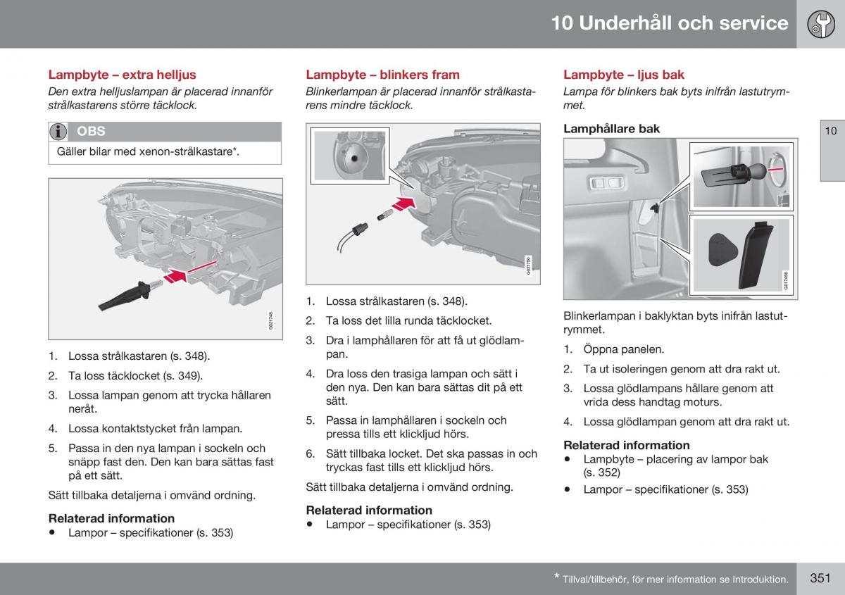 Volvo XC70 Cross Country II 2 instruktionsbok / page 353