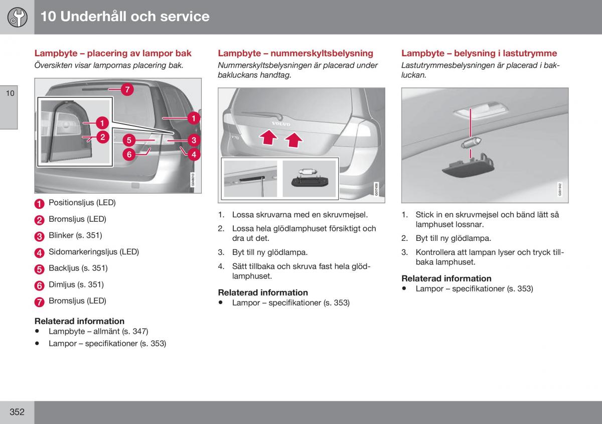 Volvo XC70 Cross Country II 2 instruktionsbok / page 354