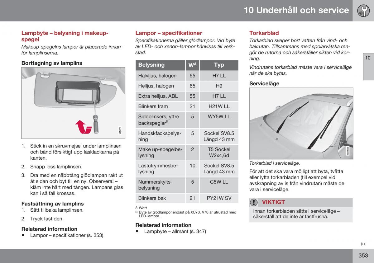 Volvo XC70 Cross Country II 2 instruktionsbok / page 355