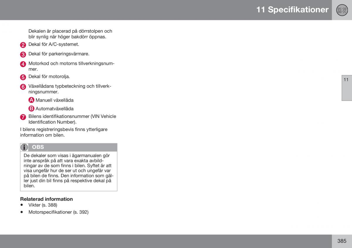 Volvo XC70 Cross Country II 2 instruktionsbok / page 387