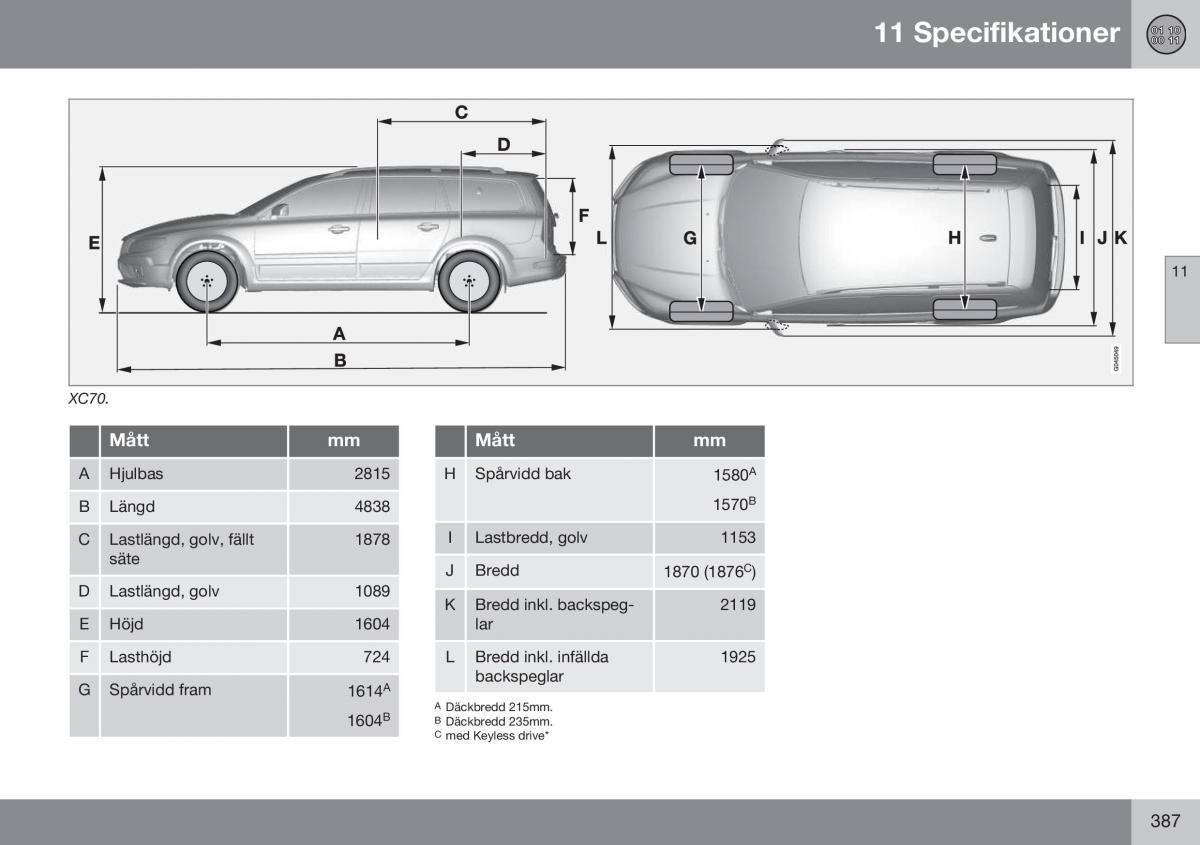 Volvo XC70 Cross Country II 2 instruktionsbok / page 389