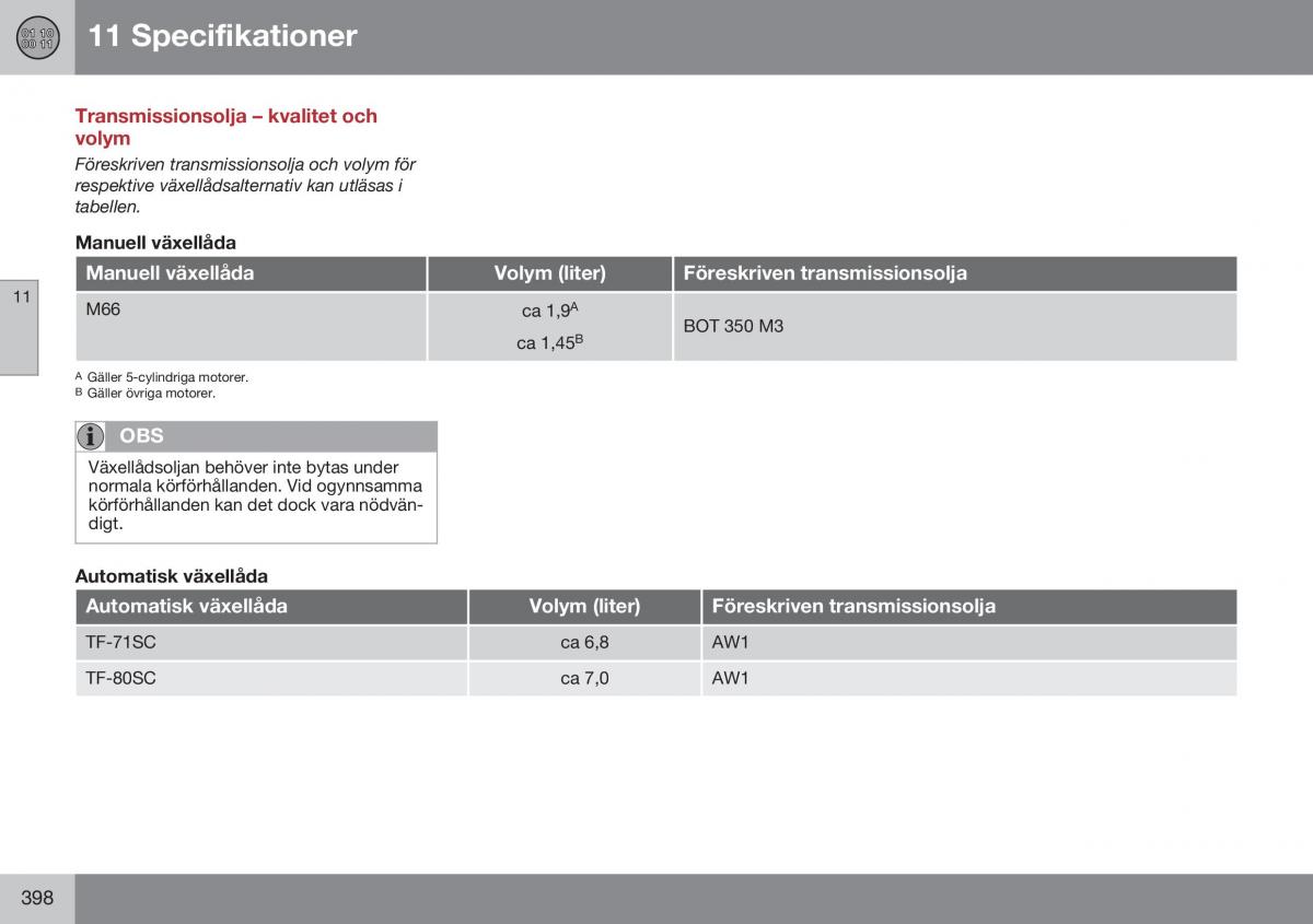 Volvo XC70 Cross Country II 2 instruktionsbok / page 400