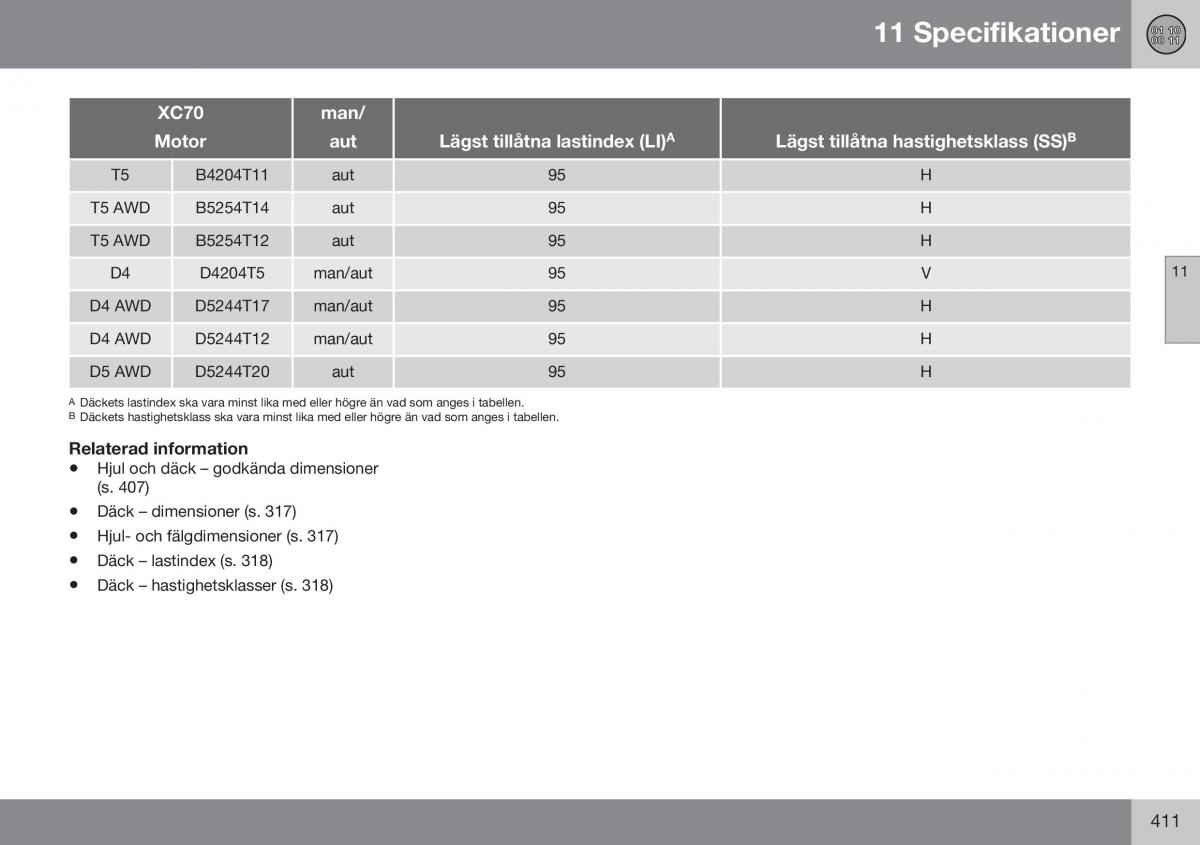 Volvo XC70 Cross Country II 2 instruktionsbok / page 413