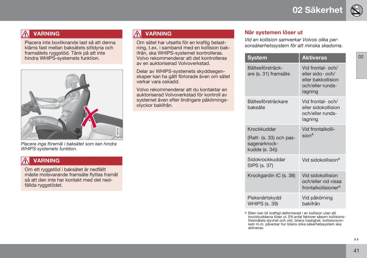 Volvo XC70 Cross Country II 2 instruktionsbok / page 43