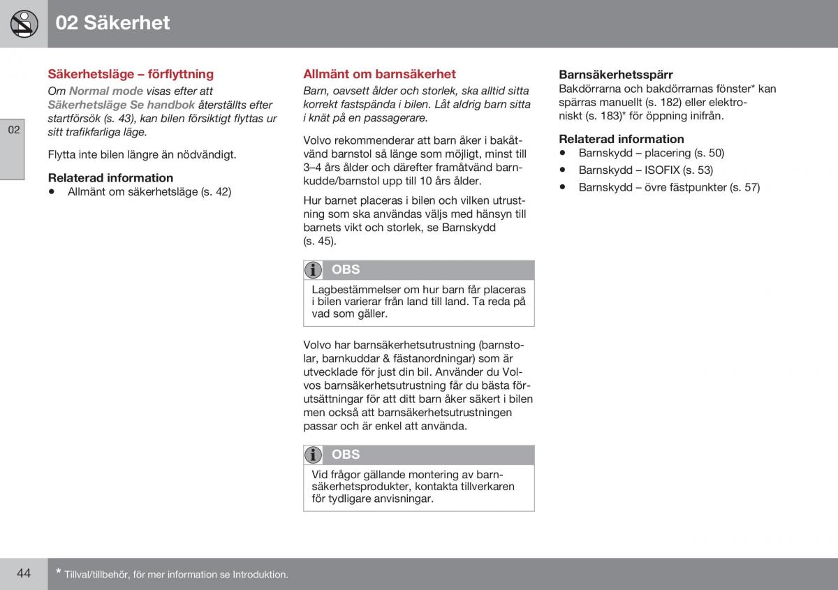 Volvo XC70 Cross Country II 2 instruktionsbok / page 46