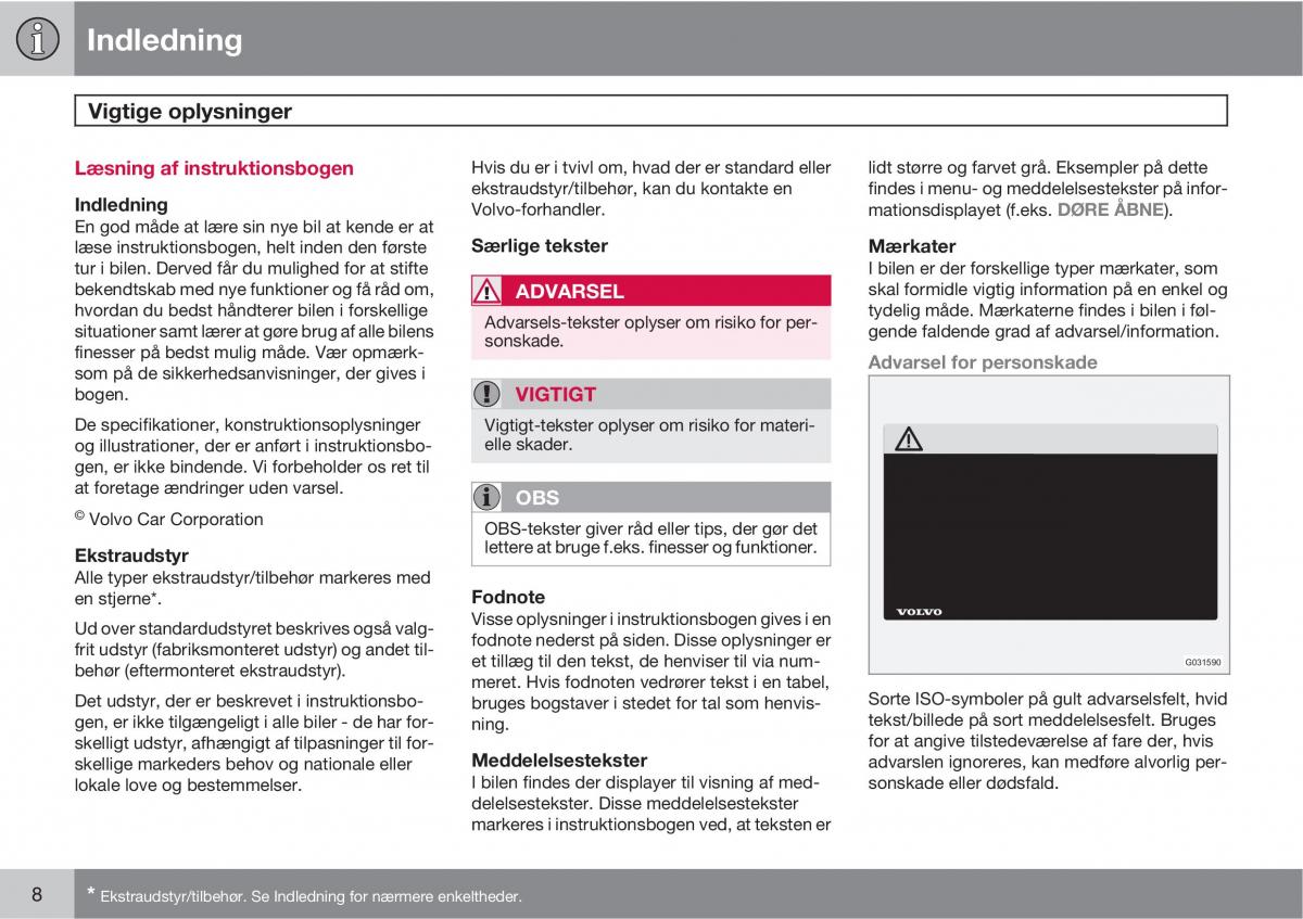 Volvo XC90 I 1 Bilens instruktionsbog / page 10