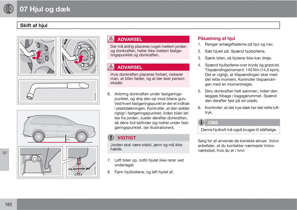 Volvo XC90 I 1 Bilens instruktionsbog / page 184