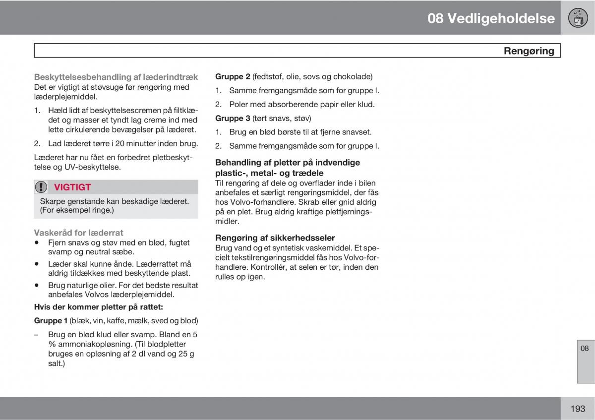 Volvo XC90 I 1 Bilens instruktionsbog / page 195