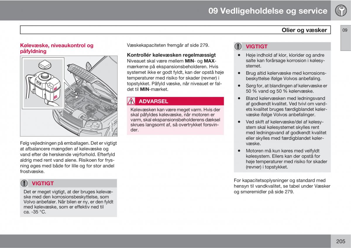 Volvo XC90 I 1 Bilens instruktionsbog / page 207