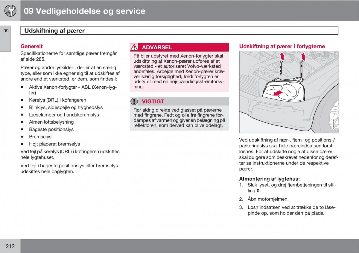 Volvo XC90 I 1 Bilens instruktionsbog / page 214