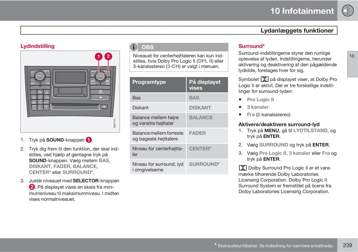 Volvo XC90 I 1 Bilens instruktionsbog / page 241