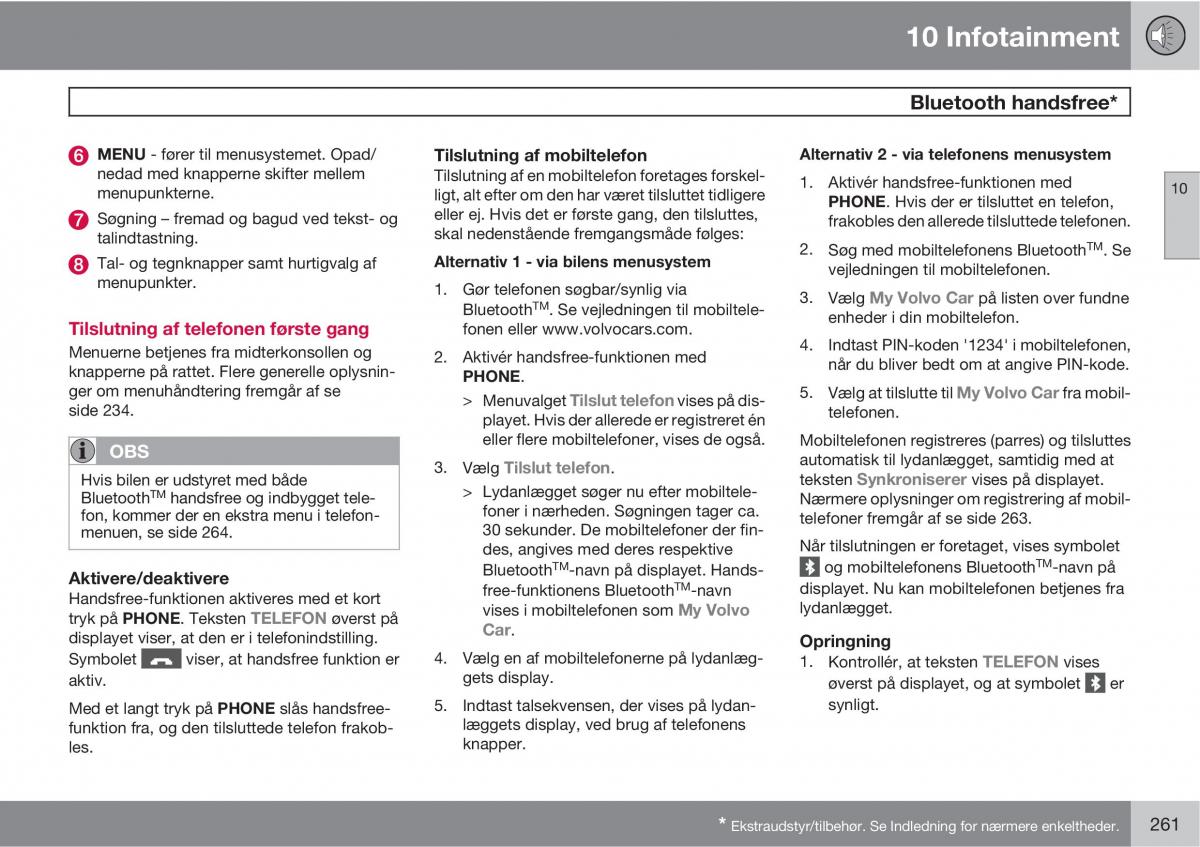 Volvo XC90 I 1 Bilens instruktionsbog / page 263