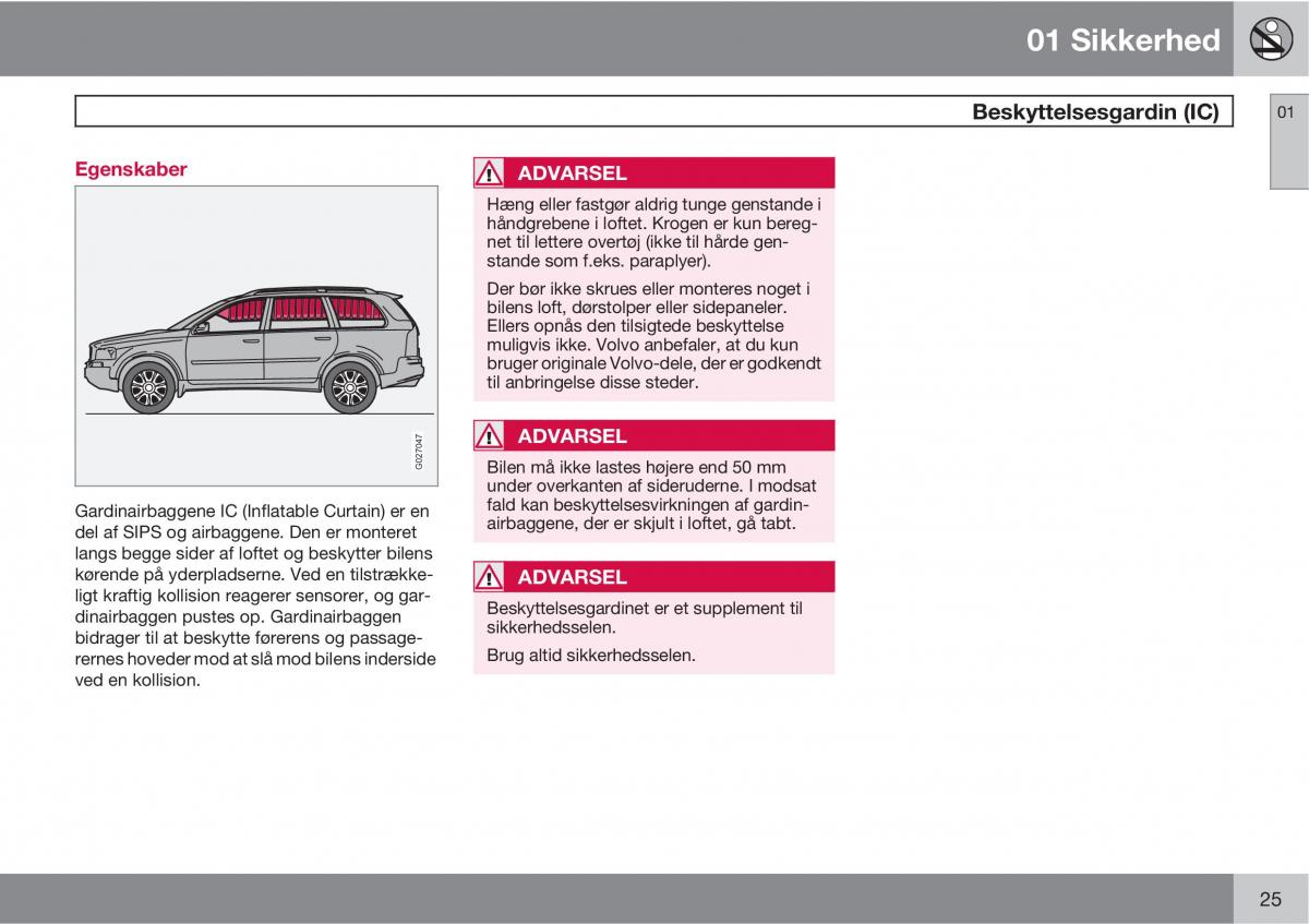 Volvo XC90 I 1 Bilens instruktionsbog / page 27