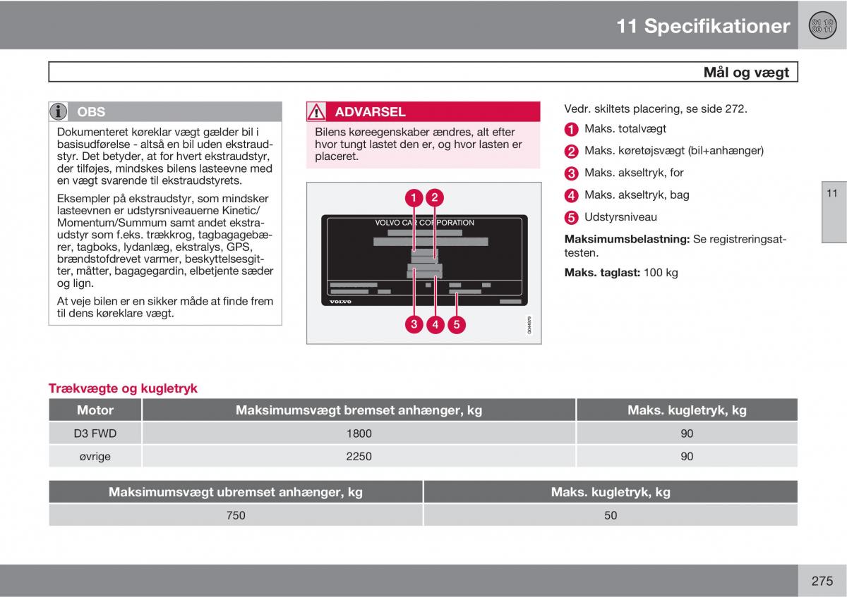 Volvo XC90 I 1 Bilens instruktionsbog / page 277