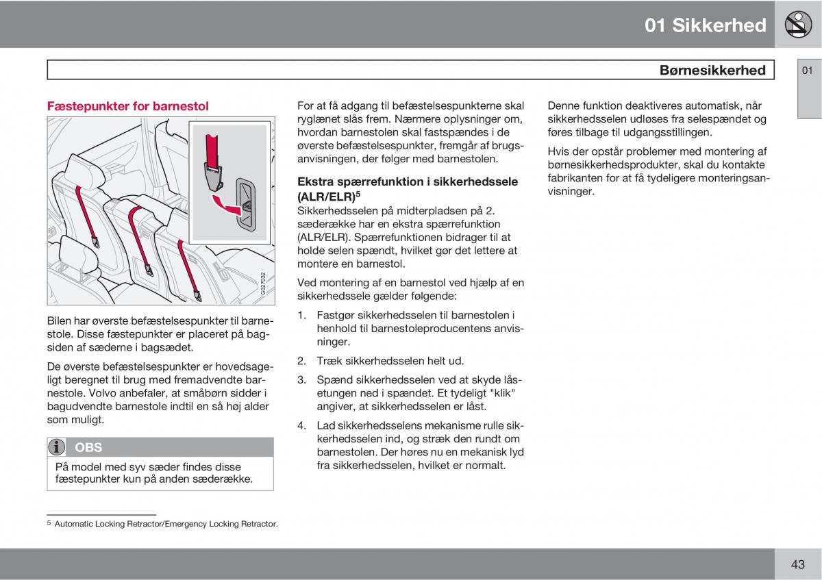 Volvo XC90 I 1 Bilens instruktionsbog / page 45