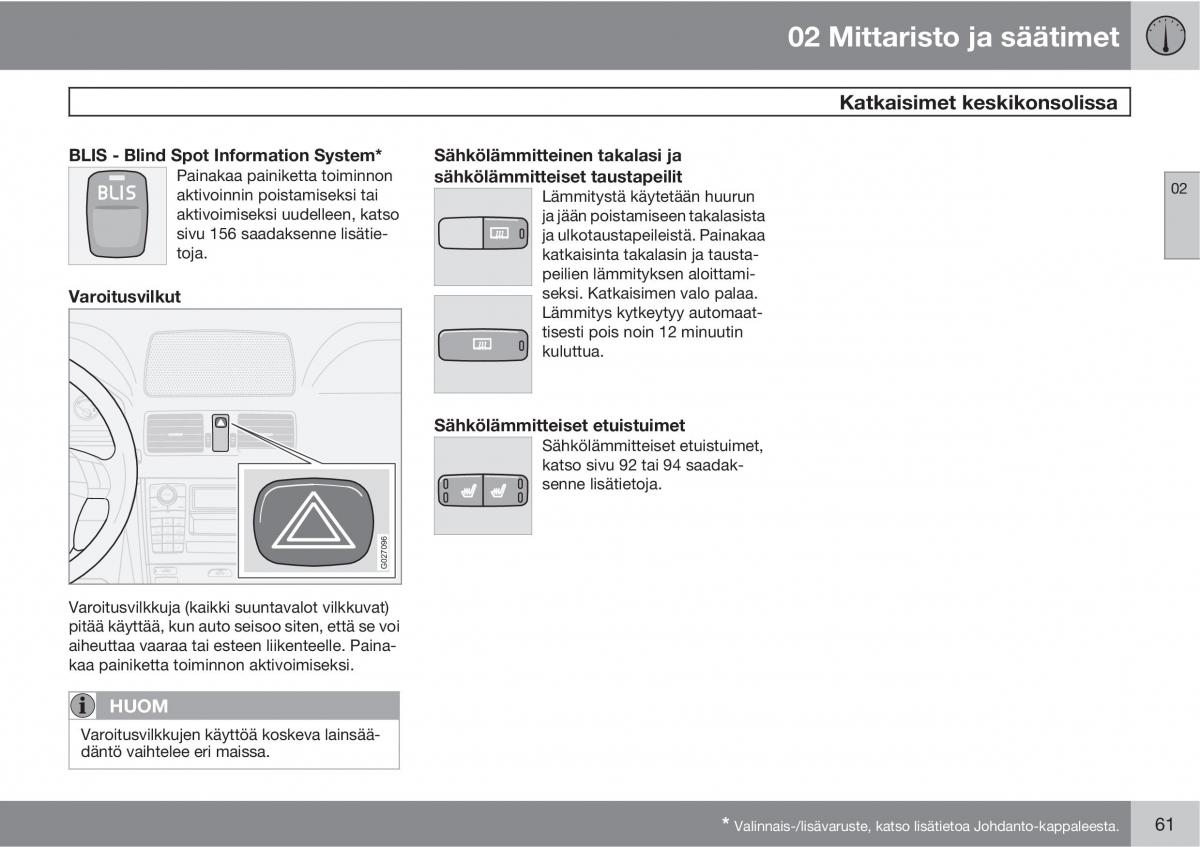 Volvo XC90 I 1 omistajan kasikirja / page 63