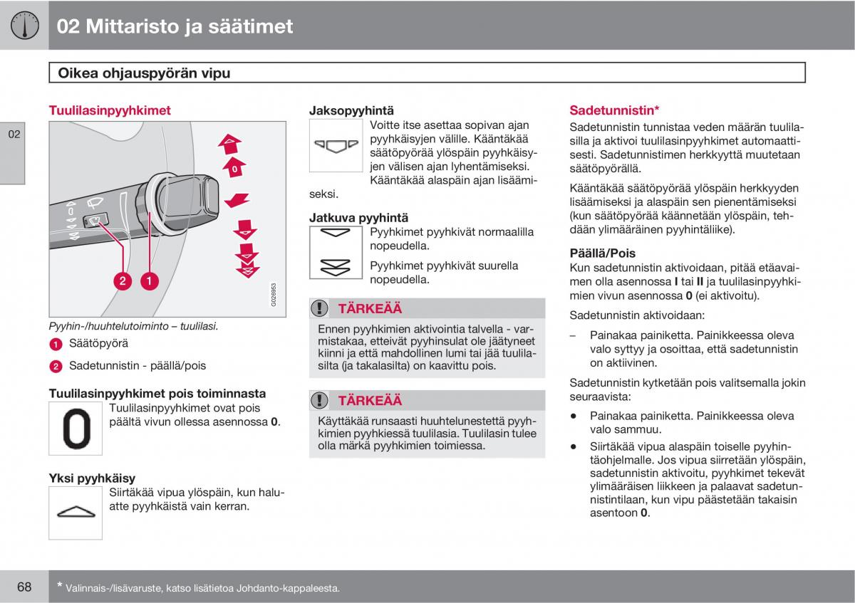 Volvo XC90 I 1 omistajan kasikirja / page 70