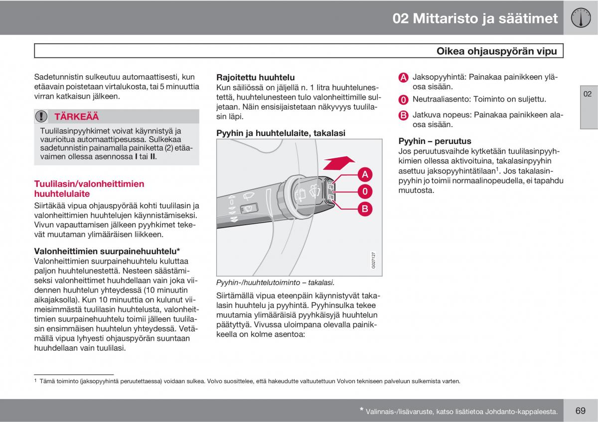 Volvo XC90 I 1 omistajan kasikirja / page 71