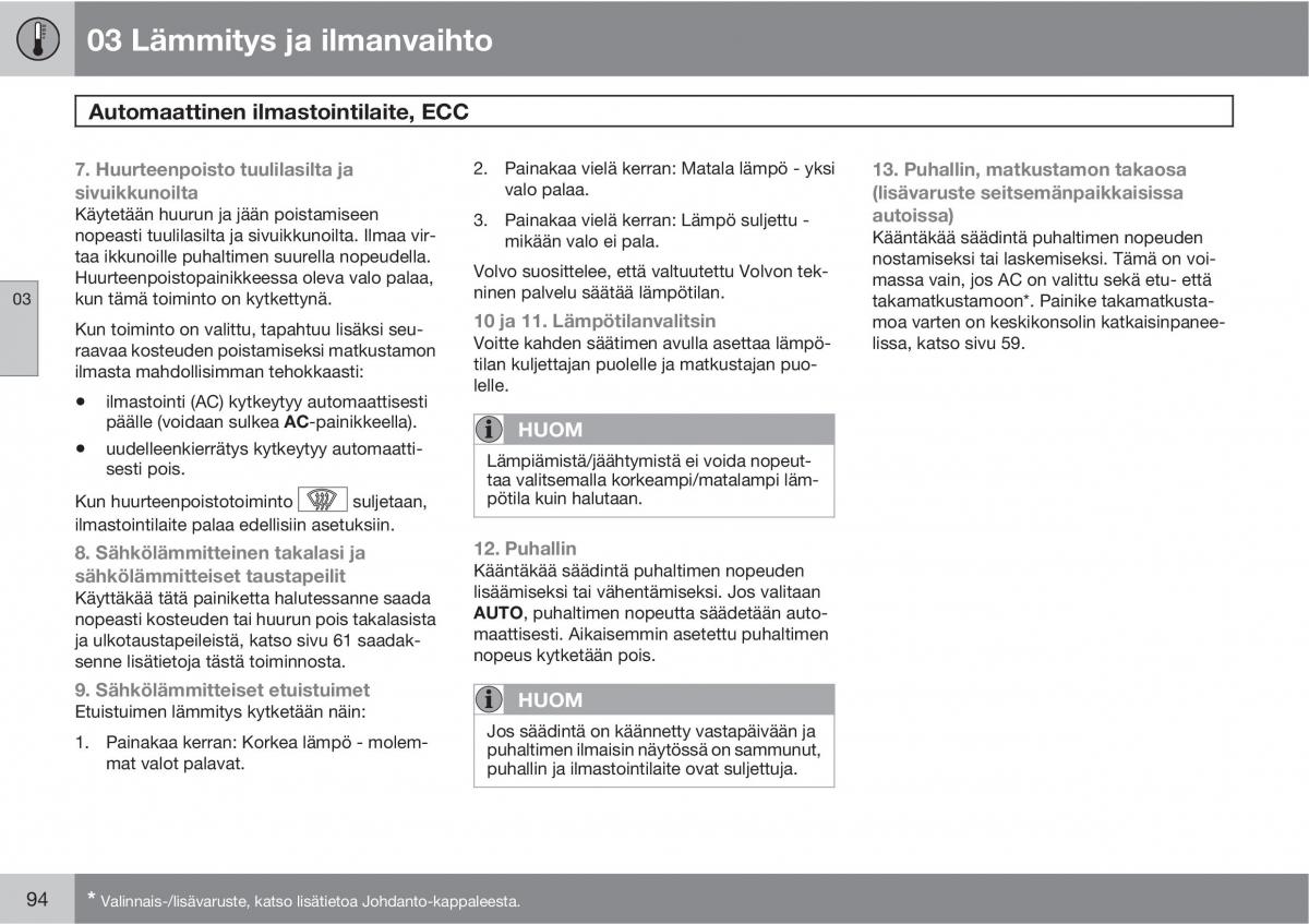 Volvo XC90 I 1 omistajan kasikirja / page 96