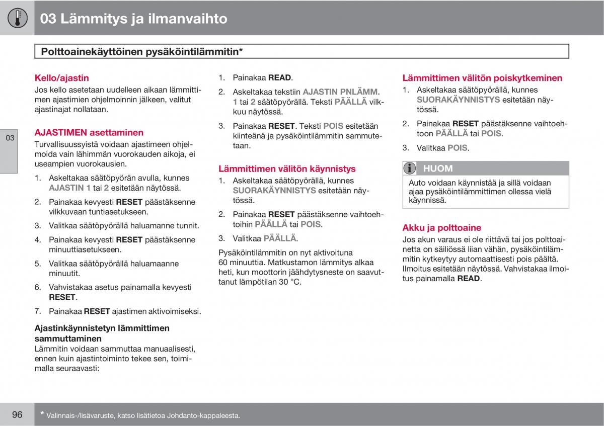 Volvo XC90 I 1 omistajan kasikirja / page 98