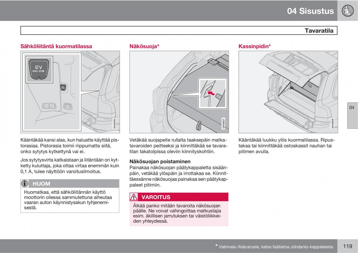 Volvo XC90 I 1 omistajan kasikirja / page 121