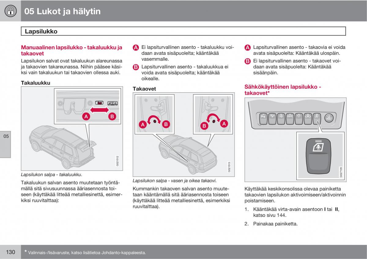 Volvo XC90 I 1 omistajan kasikirja / page 132