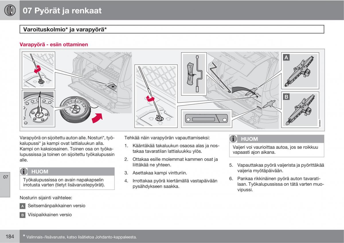 Volvo XC90 I 1 omistajan kasikirja / page 186