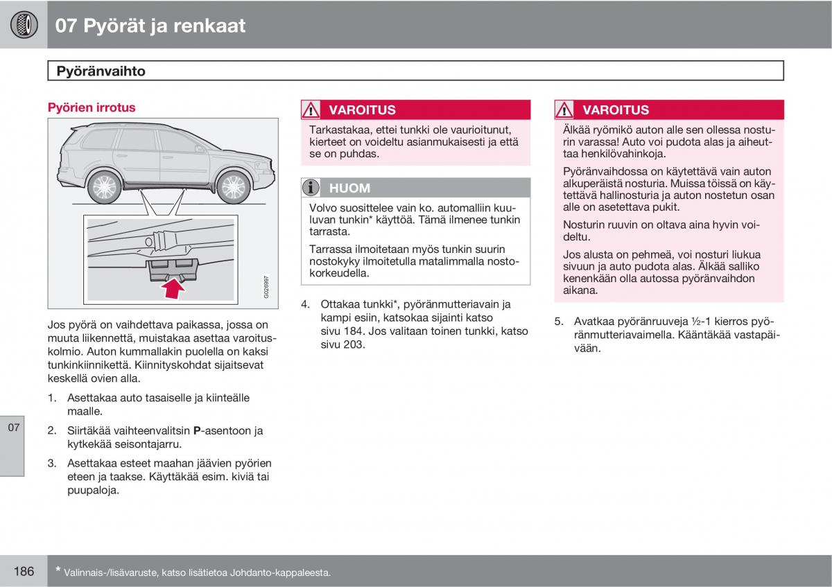 Volvo XC90 I 1 omistajan kasikirja / page 188