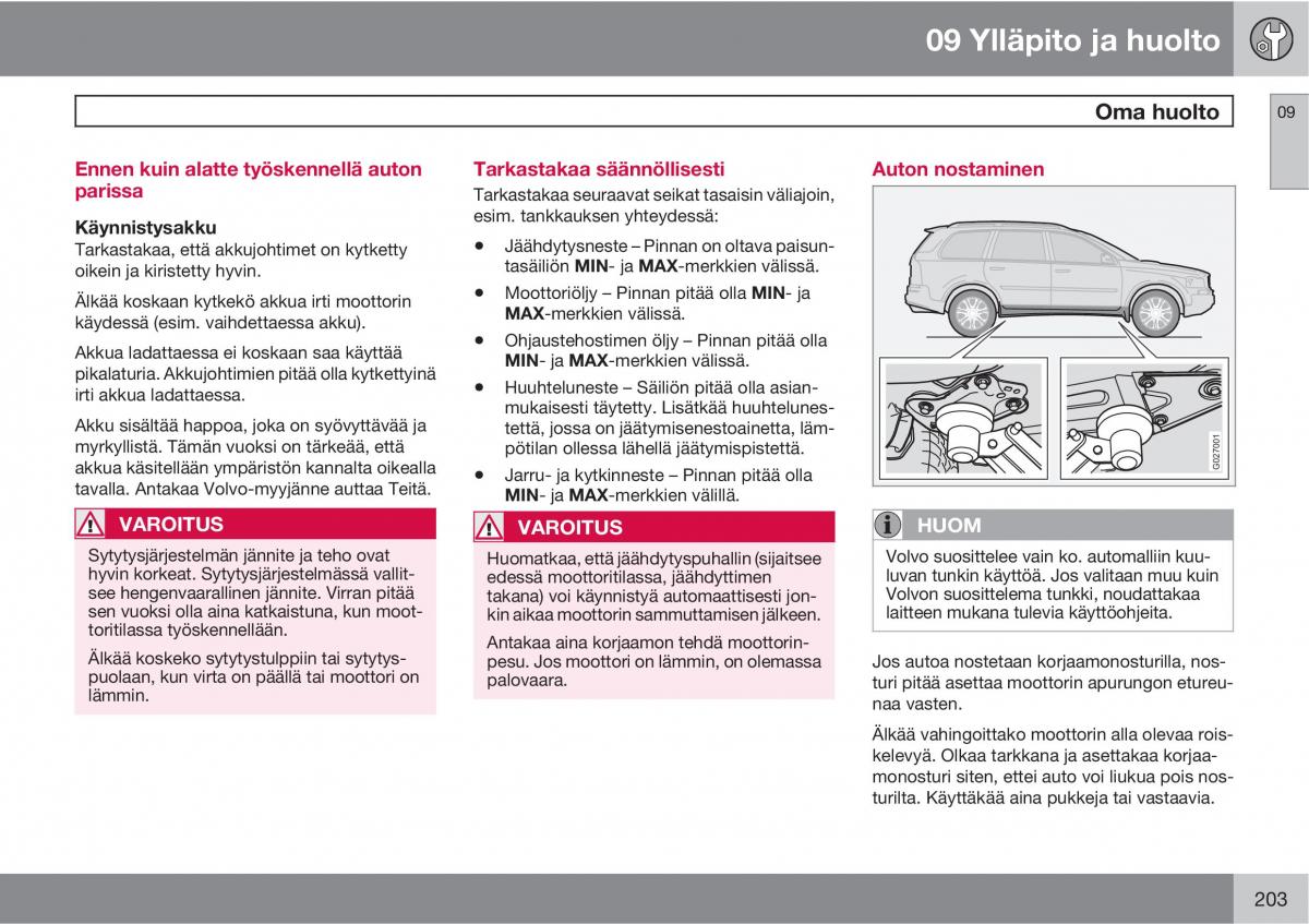 Volvo XC90 I 1 omistajan kasikirja / page 205