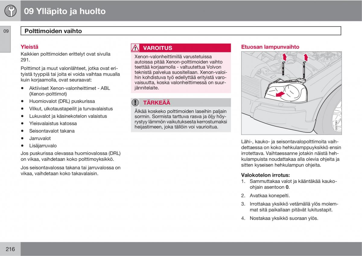 Volvo XC90 I 1 omistajan kasikirja / page 218