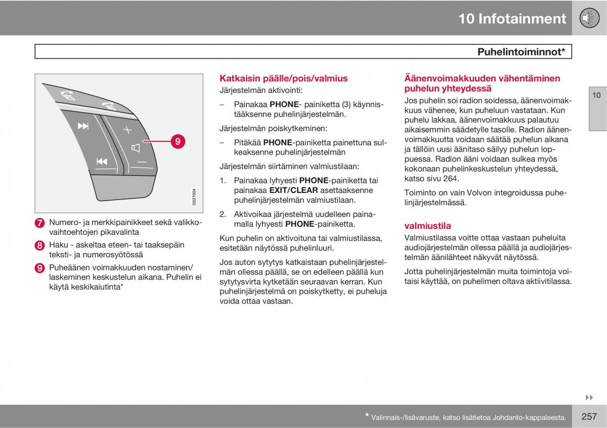 Volvo XC90 I 1 omistajan kasikirja / page 259