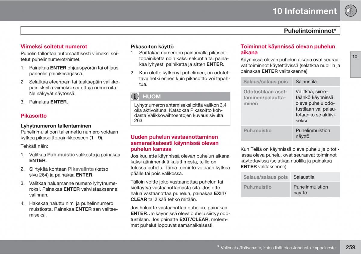 Volvo XC90 I 1 omistajan kasikirja / page 261