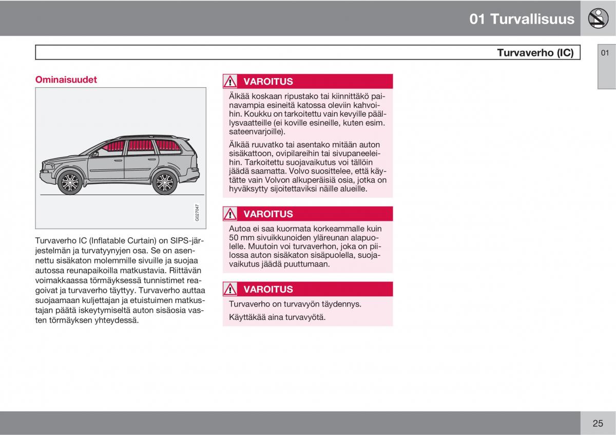 Volvo XC90 I 1 omistajan kasikirja / page 27