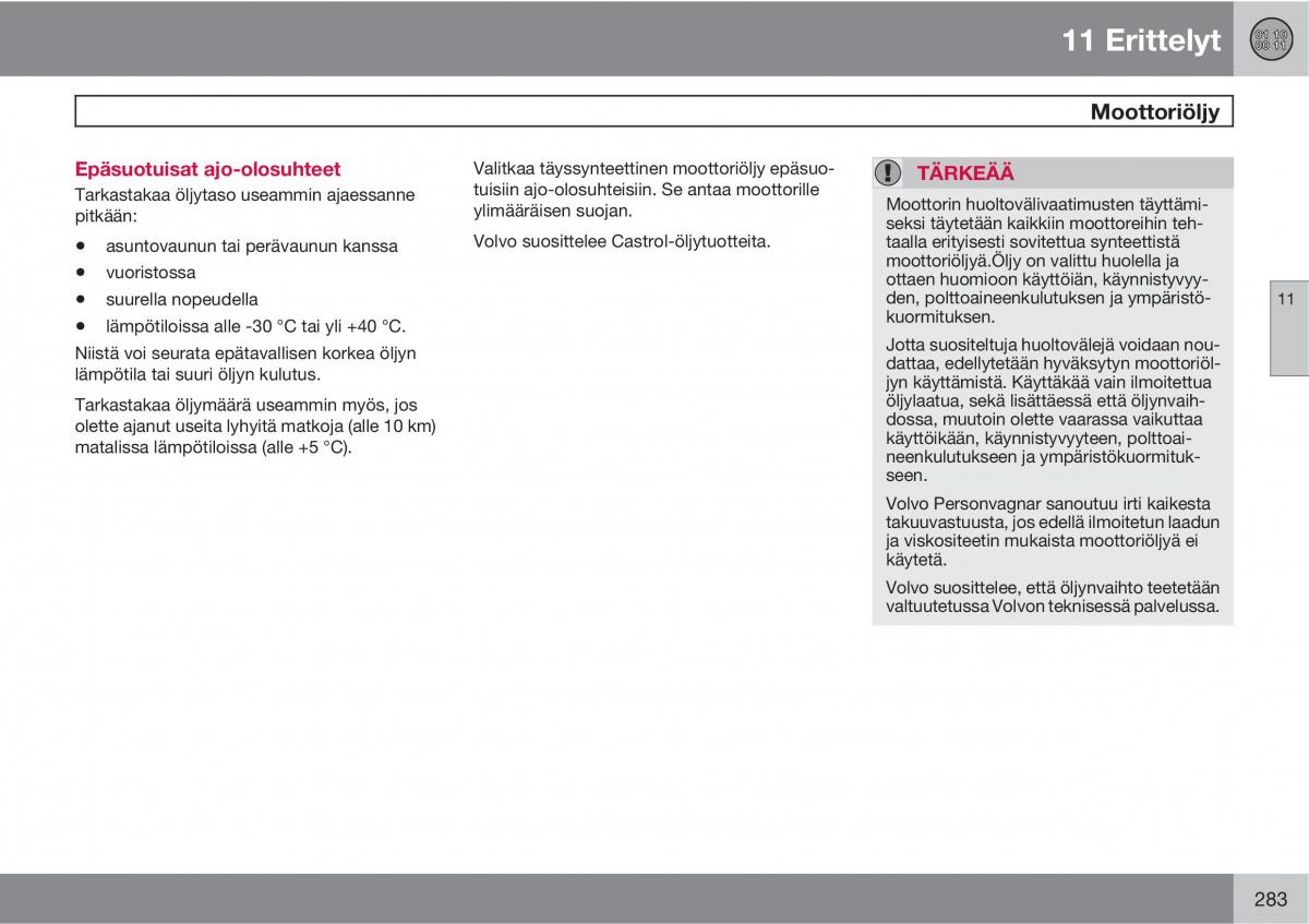 Volvo XC90 I 1 omistajan kasikirja / page 285