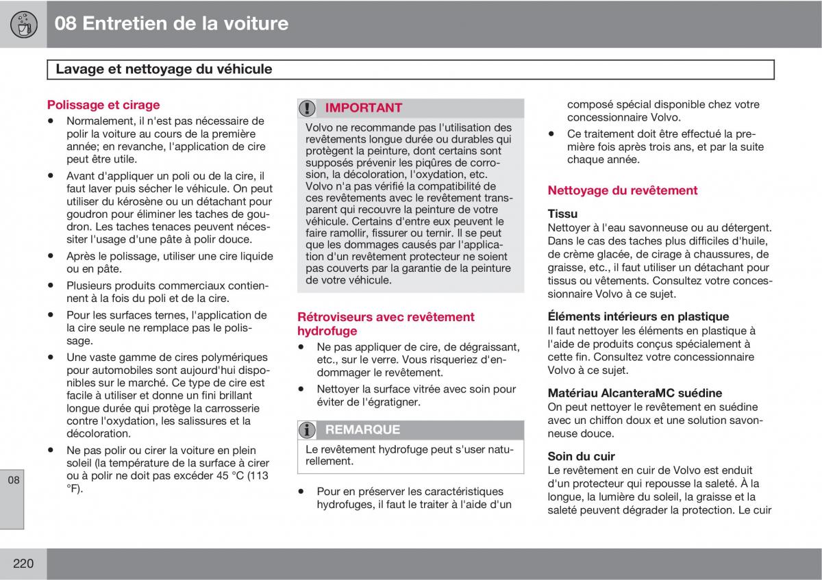 Volvo XC90 I 1 manuel du proprietaire / page 222