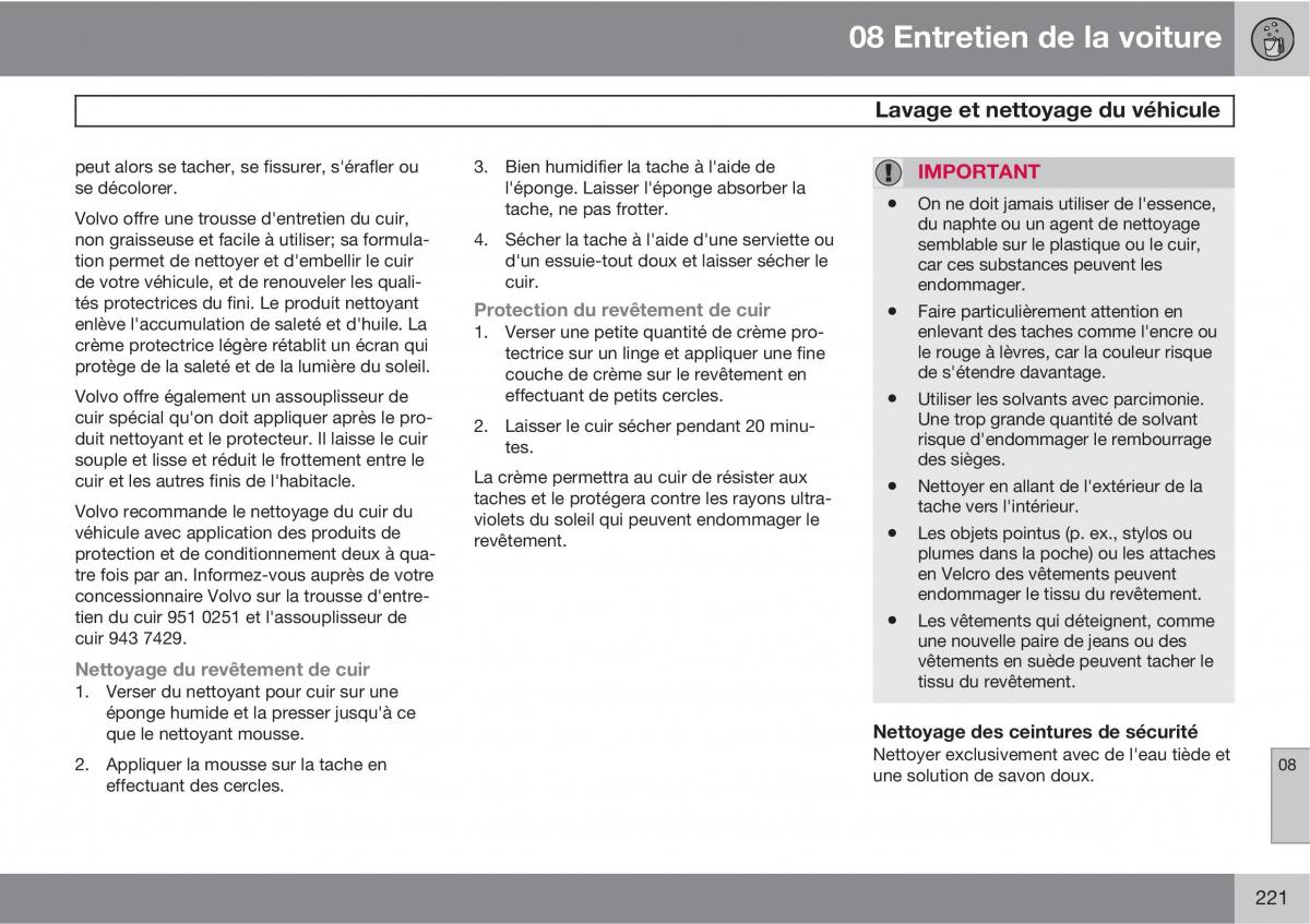 Volvo XC90 I 1 manuel du proprietaire / page 223