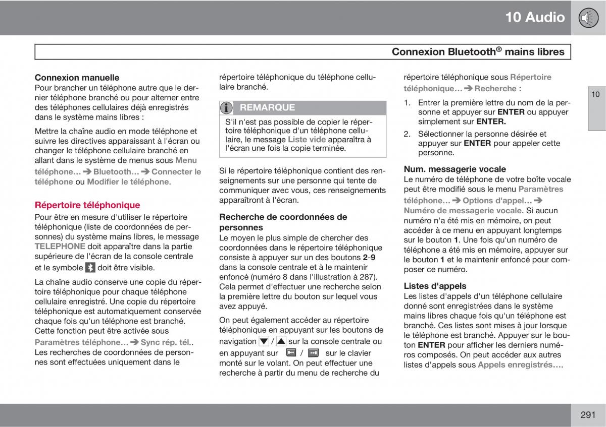 Volvo XC90 I 1 manuel du proprietaire / page 293