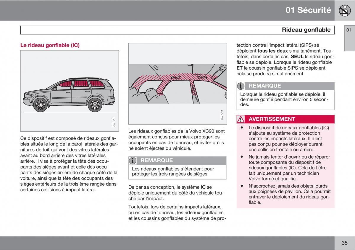 Volvo XC90 I 1 manuel du proprietaire / page 37