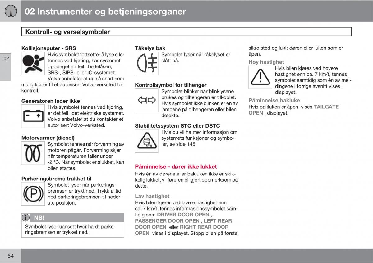 Volvo XC90 I 1 bruksanvisningen / page 56