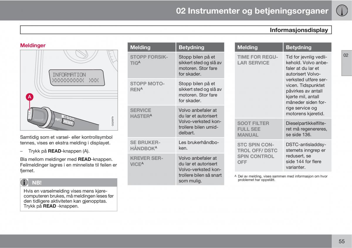 Volvo XC90 I 1 bruksanvisningen / page 57