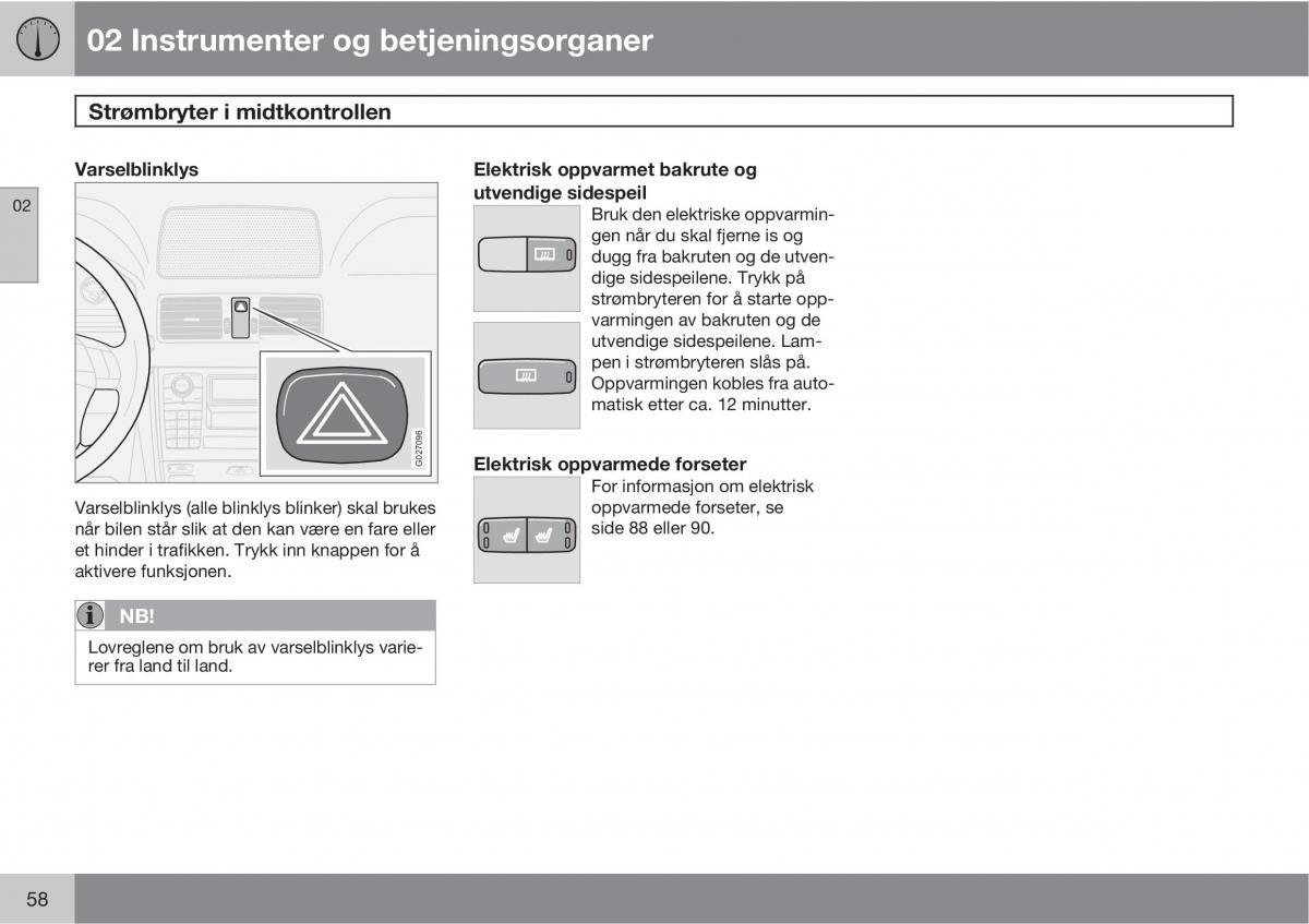 Volvo XC90 I 1 bruksanvisningen / page 60