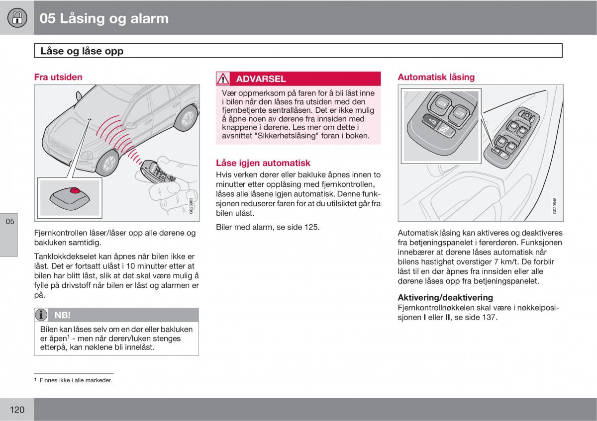 Volvo XC90 I 1 bruksanvisningen / page 122