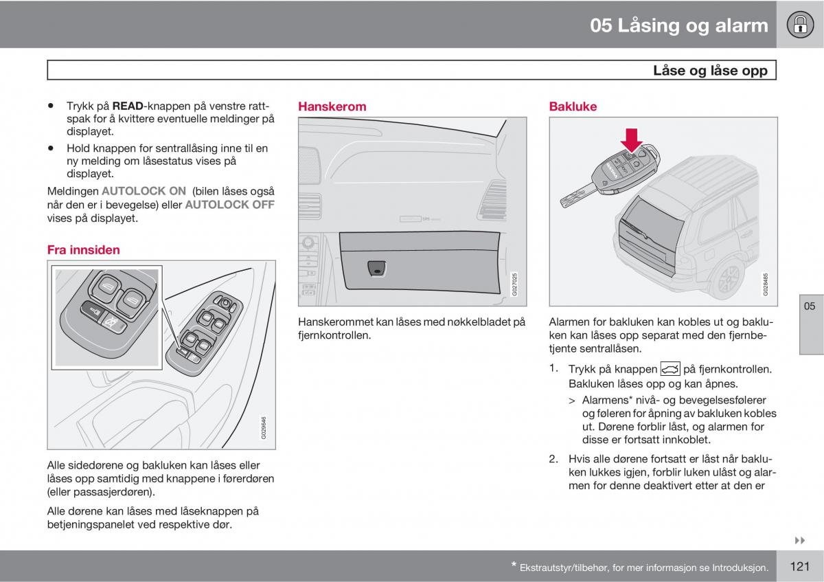 Volvo XC90 I 1 bruksanvisningen / page 123