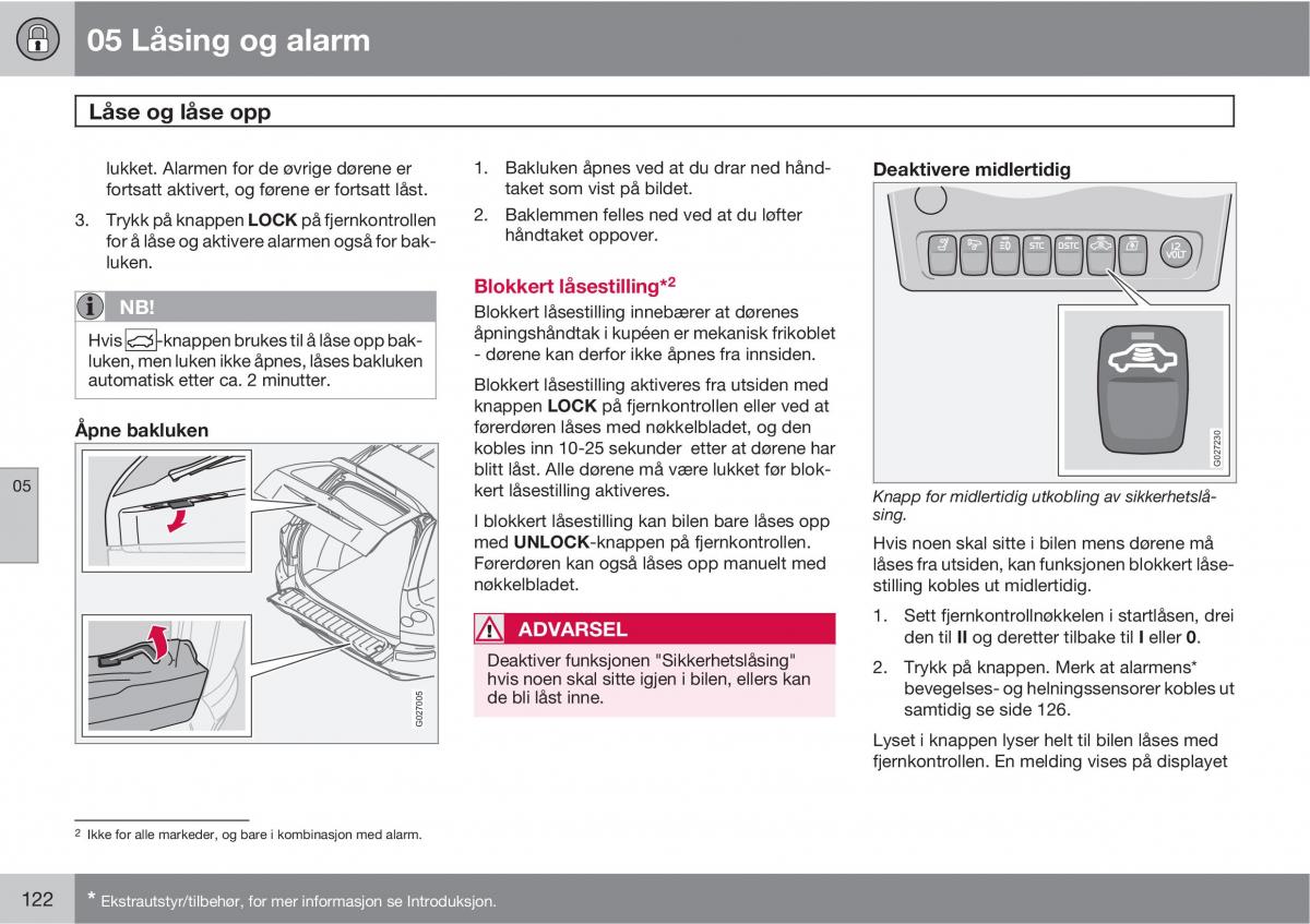 Volvo XC90 I 1 bruksanvisningen / page 124