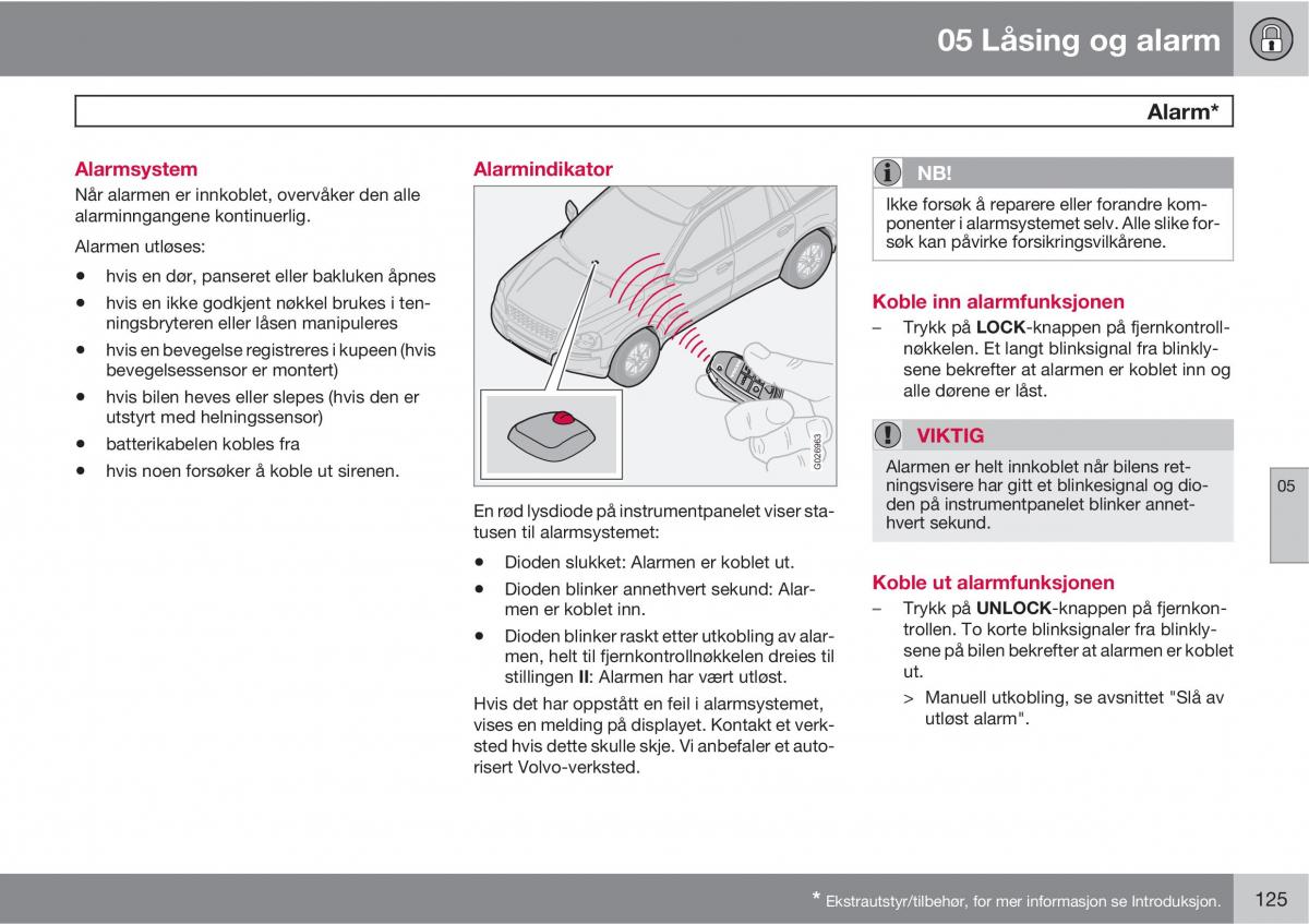 Volvo XC90 I 1 bruksanvisningen / page 127