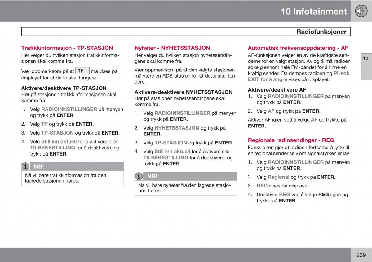 Volvo XC90 I 1 bruksanvisningen / page 241