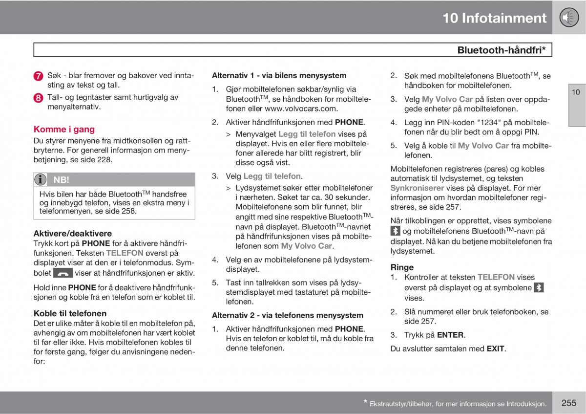 Volvo XC90 I 1 bruksanvisningen / page 257