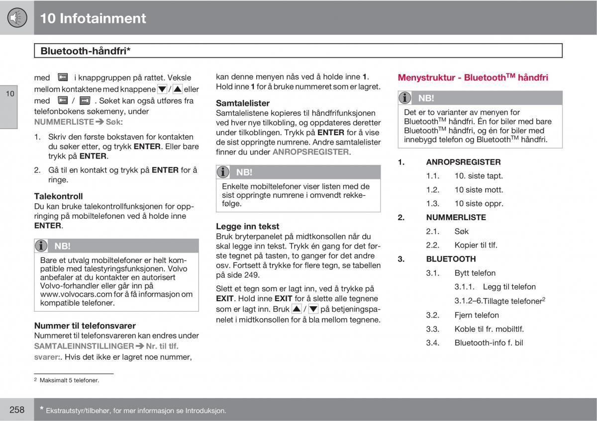 Volvo XC90 I 1 bruksanvisningen / page 260